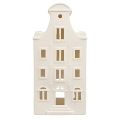 Porseleinen Huisjes|Theelichthouders*DILLE & KAMILLE Theelichthouder, porselein, huisje met klokgevel, 20 cm