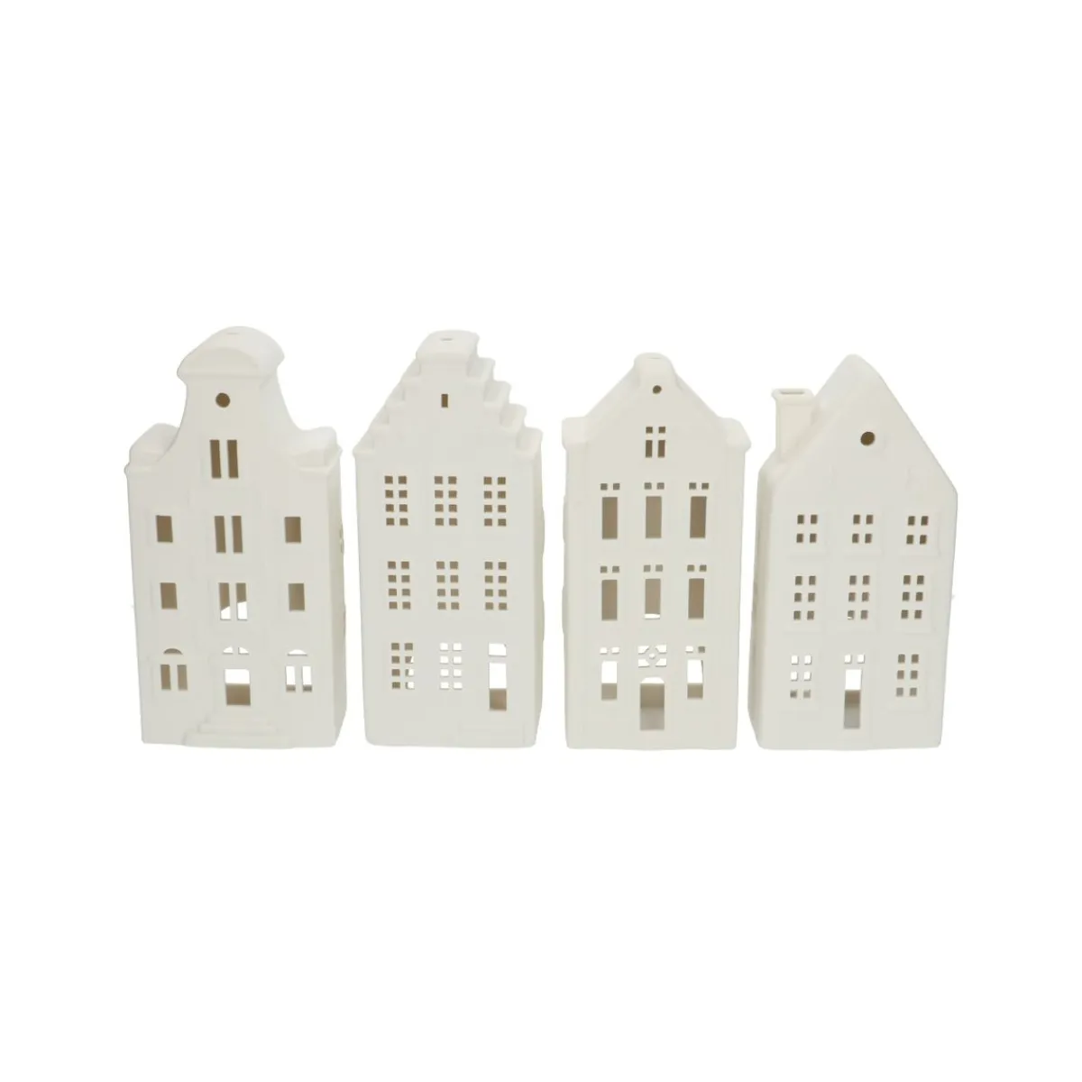 Porseleinen Huisjes|Theelichthouders*DILLE & KAMILLE Theelichthouder, porselein, huisje met puntgevel, 20 cm
