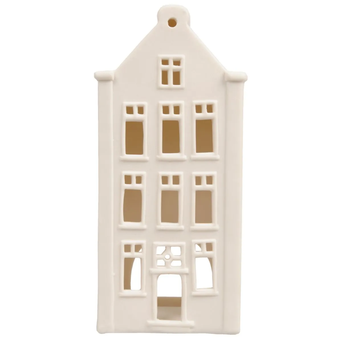 Porseleinen Huisjes|Theelichthouders*DILLE & KAMILLE Theelichthouder, porselein, huisje met puntgevel, 20 cm