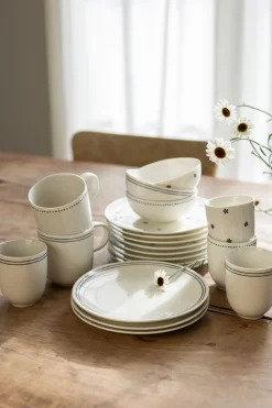 Bekers En Mokken|Serviessets*DILLE & KAMILLE Theemok met blauwe streep, organisch, porselein, Ø 9 cm