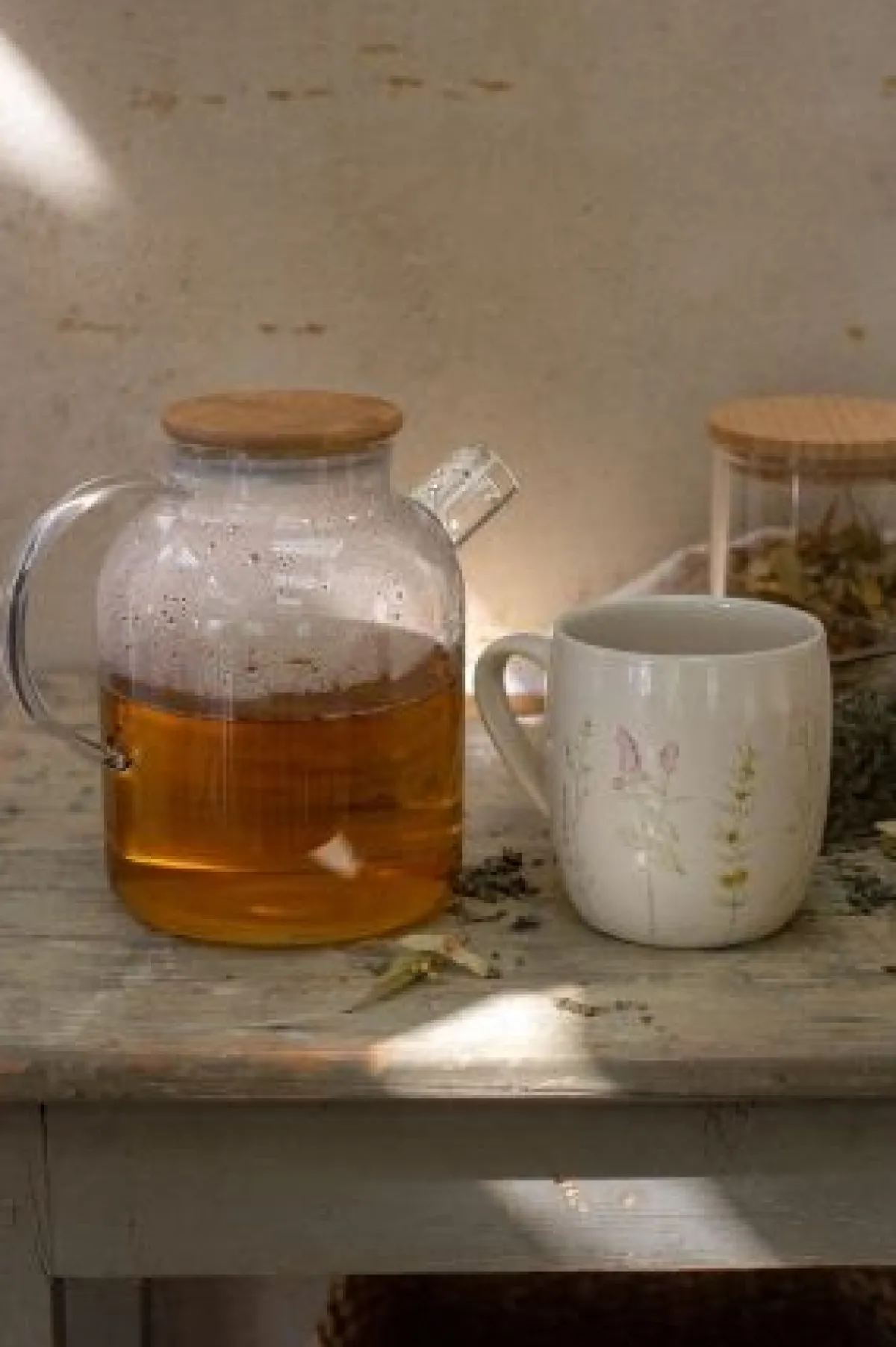 Theepotten*DILLE & KAMILLE Theepot met bamboe deksel, glas, 1.6 l