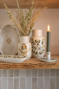 Tinten En Texturen|Herfst Decoratie*DILLE & KAMILLE Vaas decoratief, oker, Ø9 x 15 cm