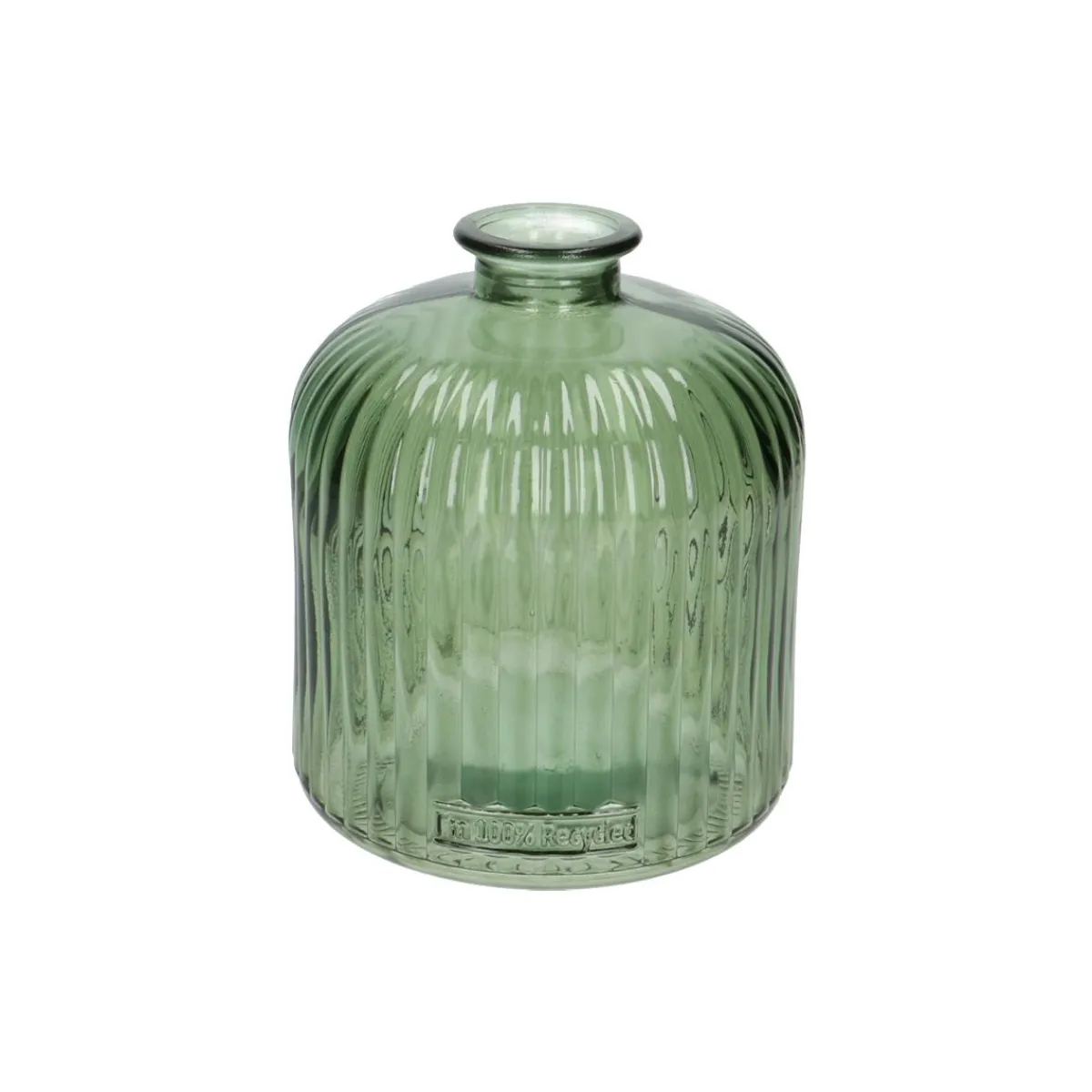 Herfst Decoratie|Vazen*DILLE & KAMILLE Vaas, groen glas, geribbeld, 18 cm