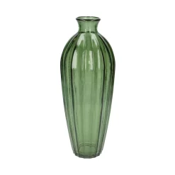 Vazen*DILLE & KAMILLE Vaas, groen glas, geribbeld, h 28 x ø 12 cm