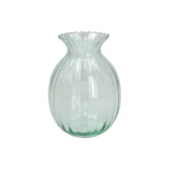 Warm Wonen|Herfst Decoratie*DILLE & KAMILLE Vaas, ribbels, groen glas, 20 cm