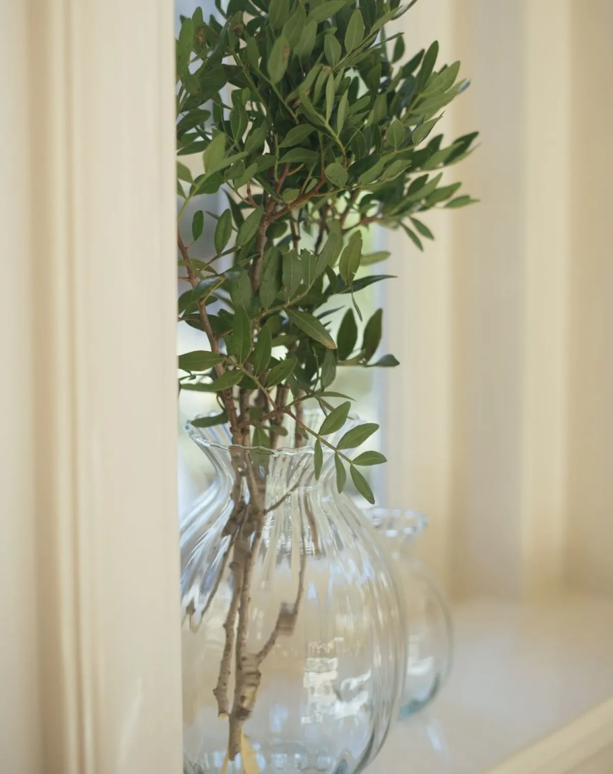 Warm Wonen|Herfst Decoratie*DILLE & KAMILLE Vaas, ribbels, groen glas, 20 cm