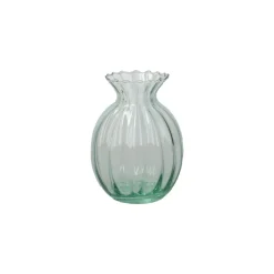 Warm Wonen|Herfst Decoratie*DILLE & KAMILLE Vaas, ribbels, groen glas, 12 cm