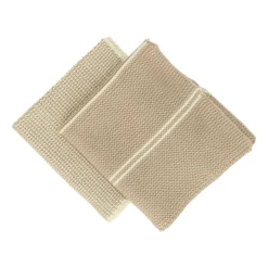 Schotelvodden*DILLE & KAMILLE Vaatdoekjes, gebreid katoen, zand, 2 stuks, 25 x 25 cm