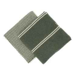 Schotelvodden*DILLE & KAMILLE Vaatdoekjes, gebreid katoen, donkergroen, 2 stuks, 25 x 25 cm
