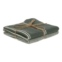 Schotelvodden*DILLE & KAMILLE Vaatdoekjes, gebreid katoen, donkergroen, 2 stuks, 25 x 25 cm