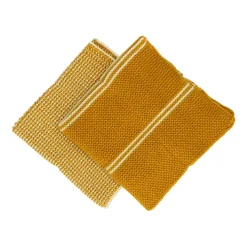 Schotelvodden*DILLE & KAMILLE Vaatdoekjes, gebreid katoen, okergeel, 2 stuks, 25 x 25 cm