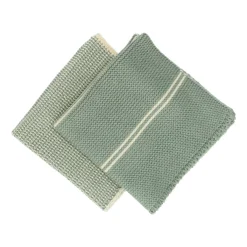 Schotelvodden*DILLE & KAMILLE Vaatdoekjes, gebreid katoen, groengrijs, 2 stuks, 25 x 25 cm