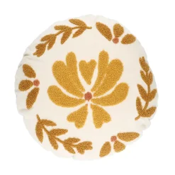 Tinten En Texturen|Herfst Decoratie*DILLE & KAMILLE Velours kussen, rond, off-white,  Ø 40 cm