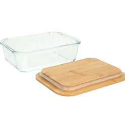 Vershoudbakjes*DILLE & KAMILLE Vershoudschaal, glas en bamboe, 730 ml
