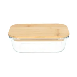 Vershoudbakjes*DILLE & KAMILLE Vershoudschaal, glas en bamboe, 470 ml