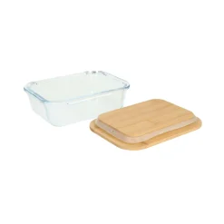 Vershoudbakjes*DILLE & KAMILLE Vershoudschaal, glas en bamboe, 470 ml