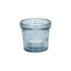 Theelichthouders*DILLE & KAMILLE Waxinelichthouder, gerecycled glas, blauw, Ø7 cm