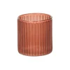 Warm Wonen|Herfst Decoratie*DILLE & KAMILLE Waxinelichthouder, geribbeld glas, rood, 6,5 X Ø 6 cm