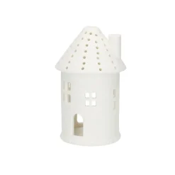 Porseleinen Huisjes|Theelichthouders*DILLE & KAMILLE Waxinelichthouder, porselein, huisje rond, 12 cm