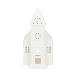 Porseleinen Huisjes|Theelichthouders*DILLE & KAMILLE Waxinelichthouder, porselein, kerkje, 17 cm