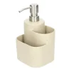 Zeeppompjes En Navulling|Badkameraccessoires*DILLE & KAMILLE Zeeppomp met 2 houders, aardewerk en rvs, beige spikkel