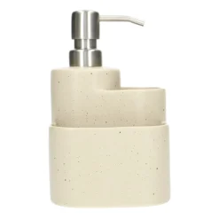 Zeeppompjes En Navulling|Badkameraccessoires*DILLE & KAMILLE Zeeppomp met 2 houders, aardewerk en rvs, beige spikkel